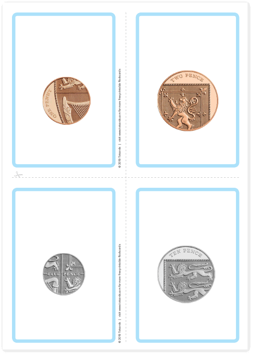 Free UK currency flashcards