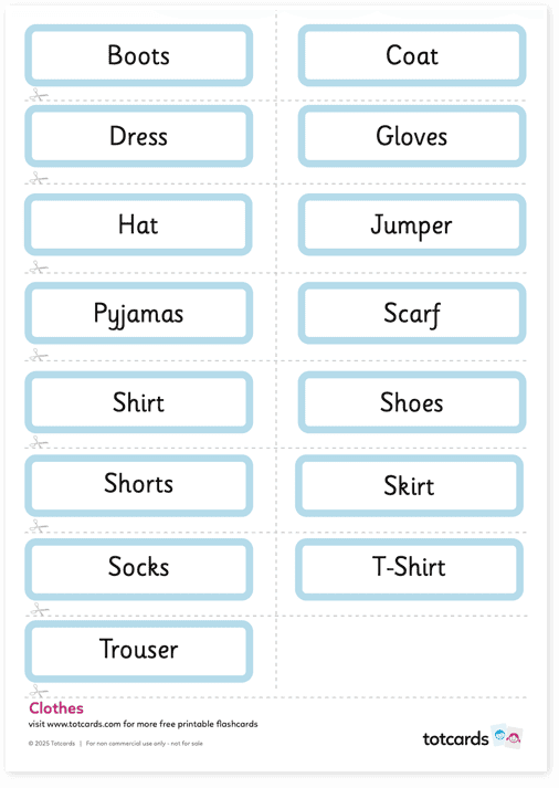 Free Clothes flashcards