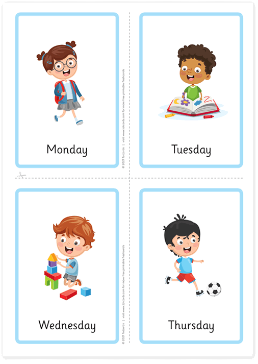 Free days of the week flashcards