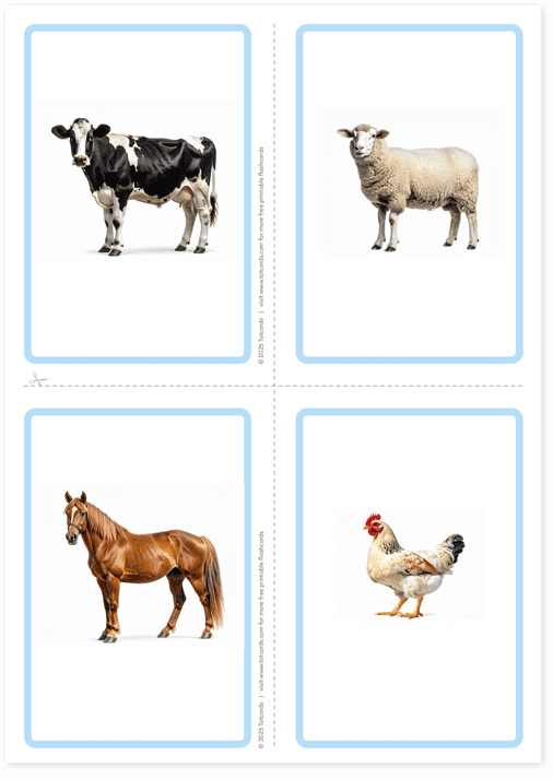 Free Farm animals flashcards