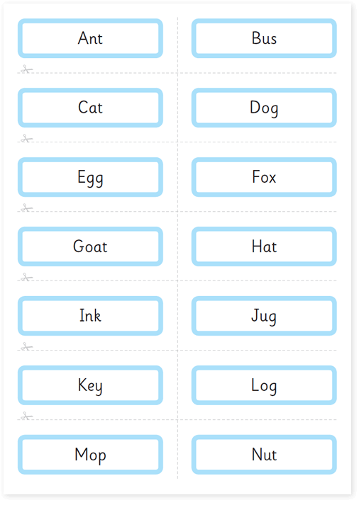Free basic word flashcards