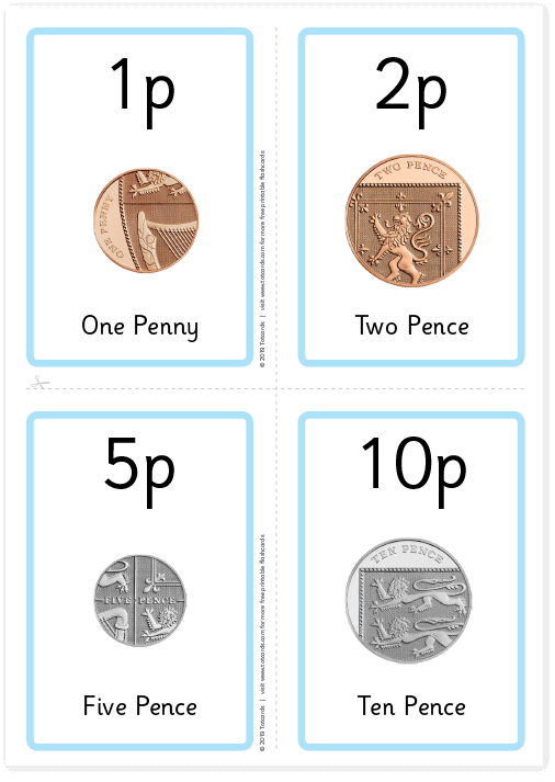 Free UK currency flashcards
