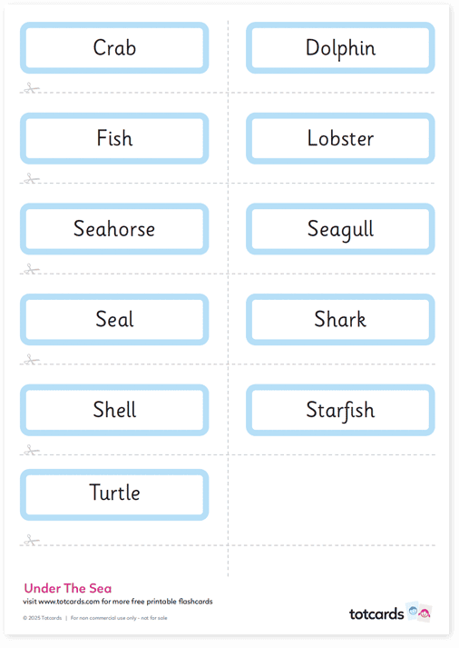 Free Under the sea flashcards
